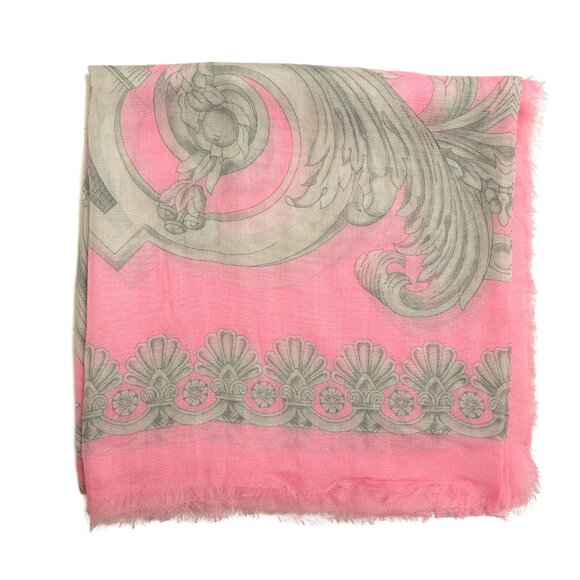 Versace Pink & Gray Heritage Print Shawl Scarf - Picture 3 of 5